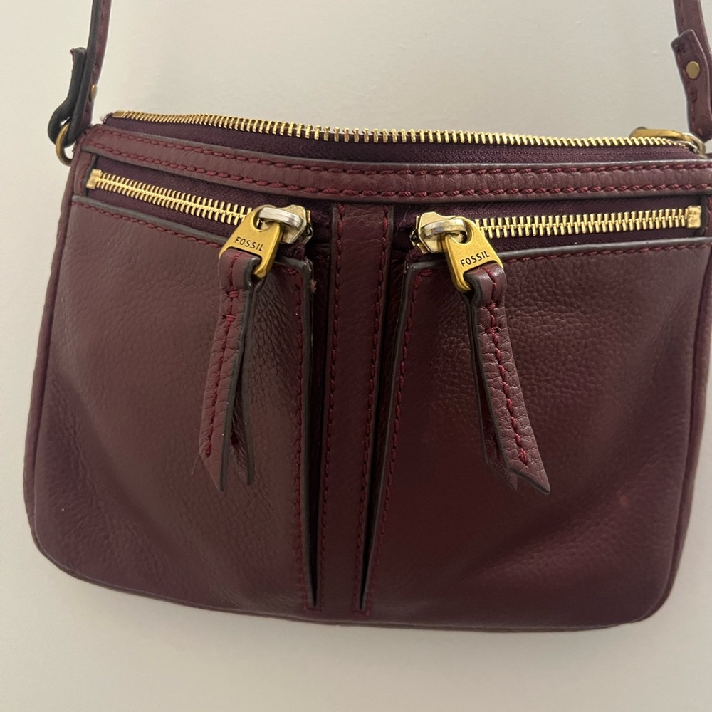 Fossil Women's Deep Red Leather Crossbody Bag